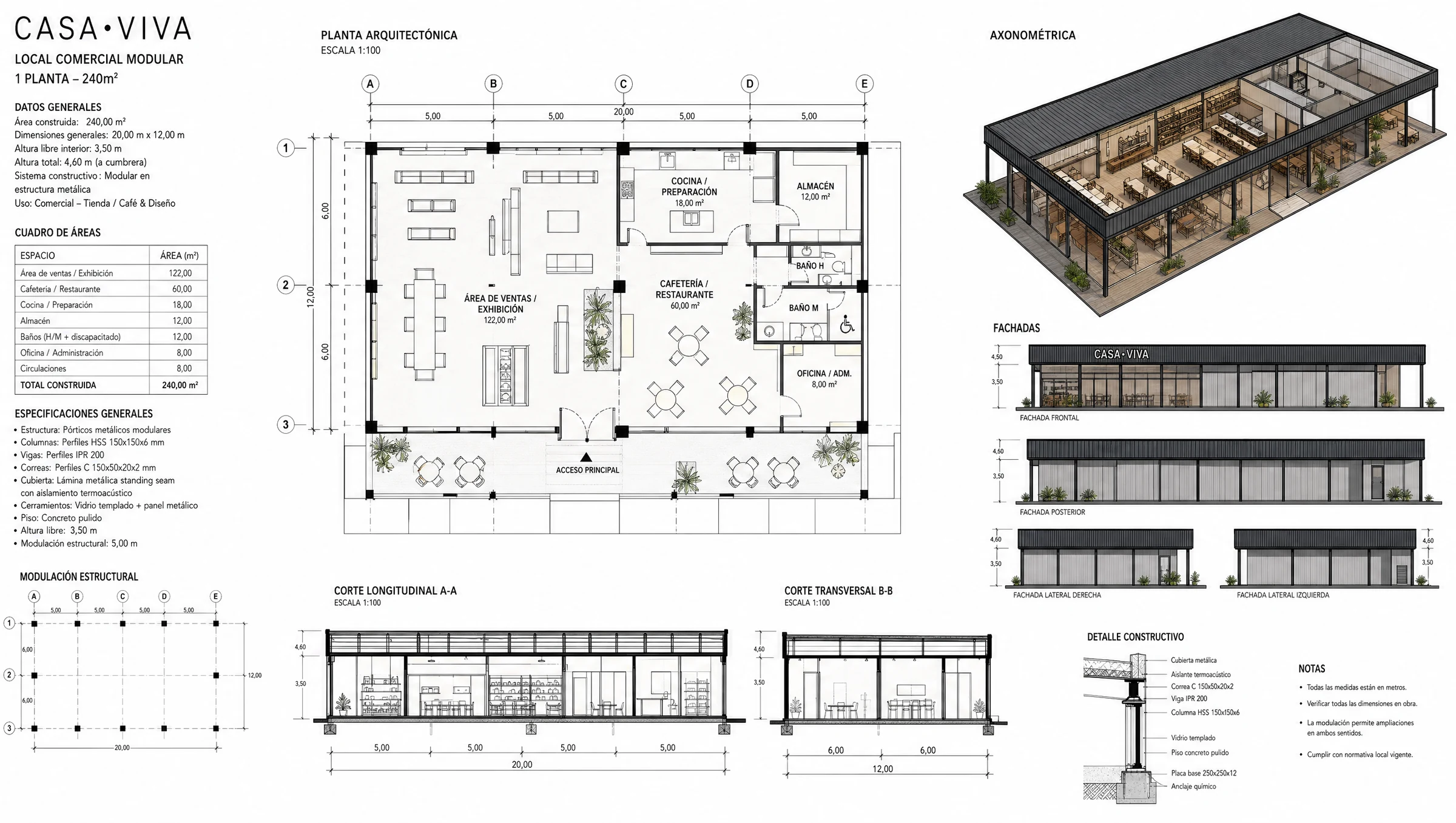 Plano arquitectonico Local Comercial 240 m2